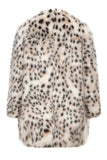 Pelliccia da donna over-size con stampa leopardata bianca