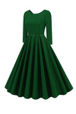 Giallo girocollo maniche corte A-Line Midi 1950s Dress con cintura