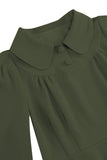 Giallo Peter Pan Collare Maniche Lunghe A-Line Midi 1950s Dress