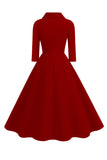 Giallo Peter Pan Collare Maniche Lunghe A-Line Midi 1950s Dress