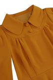 Giallo Peter Pan Collare Maniche Lunghe A-Line Midi 1950s Dress