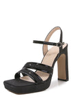 Sandali tacco alto da donna Open-Toe Blush paillettes tacco spesso pompe