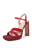 Sandali tacco alto da donna Open-Toe Blush paillettes tacco spesso pompe