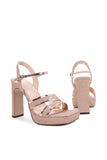 Sandali tacco alto da donna Open-Toe Blush paillettes tacco spesso pompe