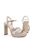 Sandali tacco alto da donna Open-Toe Blush paillettes tacco spesso pompe