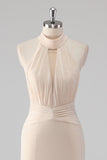 Halter crema sirena taglio lungo abito formale