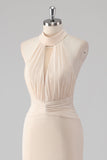 Halter crema sirena taglio lungo abito formale