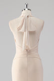 Halter crema sirena taglio lungo abito formale