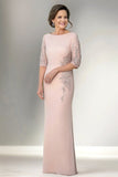 Champagne Mermaid Mezze maniche lungo madre dell'abito da sposa