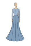 Dusty Blue Appliques guaina scollo a barca madre del vestito da sposa
