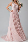 Blush A Line One Spalla Pizzo Chiffon Abito da damigella d'onore