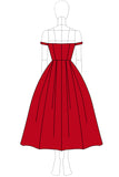 Rosso Off The Shoulder A Line Abito Formale