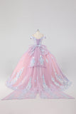 Principessa Blush Pink Off the Spalla paillettes Tulle Quinceanera Dress con fiocco