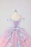 Principessa Blush Pink Off the Spalla paillettes Tulle Quinceanera Dress con fiocco