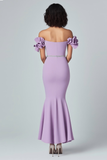 Sirena lilla Off The Shoulder Ruffles Abito formale