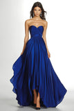 Royal Blue Plissettato Asimmetrico Chiffon senza spalline Maxi A Line Abito formale