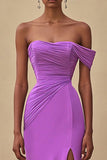 Off Shoulder Viola Mermaid Abito Formale Lungo con Fessura