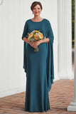 Flowy pavone sirena pieghe chiffon volant lungo madre del vestito da sposa