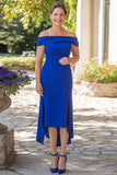 Royal Blue Mermaid Off la spalla tè lunghezza madre del vestito da sposa