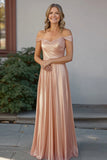 Elegante Champagne Sweetheart Lungo Increspato Madre Del Vestito Da Sposa