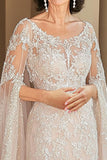 Elegante Beige Cap Sleeve Madre Del Vestito Da Sposa Con Appliques In Pizzo