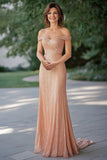 Sparkly Champagne senza spalline madre di abito da sposa con paillettes