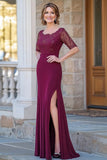 Graziosa Borgogna pizzo Appliques madre del vestito da sposa con fessura