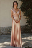 Sparkly Champagne Scollo A V Increspato Madre Del Vestito Da Sposa Con Paillettes