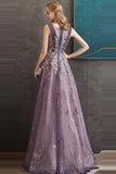 Viola A Line Round Neck Tulle Abito da cerimonia lungo