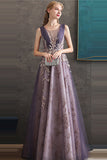 Viola A Line Round Neck Tulle Abito da cerimonia lungo
