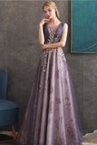 Viola A Line Round Neck Tulle Abito da cerimonia lungo