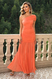Sunset Mermaid One Spalla Increspato Abito Lungo Formale