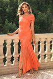 Sunset Mermaid One Spalla Increspato Abito Lungo Formale