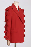 Red Peak Lapel Donne Prom Blazer con Fiocco