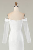Avorio Off the Spalla sirena opaco abito da sposa in raso