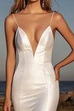 Elegante avorio Spaghetti Straps Mermaid abito da sposa lungo con fessura