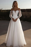 Organza Sweetheart Ivory A Line Abito da sposa con maniche lunghe