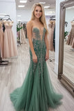 Elegante guaina Agave Sweetheart Tulle Prom Dress con pizzo