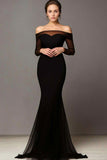 Chic nero sirena fuori dalla spalla Prom Dress