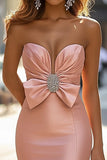 Blush Mermaid senza maniche Sweetheart lungo Prom Dress con fiocco