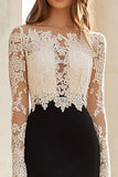 Nero Bianco Mermaid Lace Maniche Lunghe Lungo Madre Del Vestito Della Sposa