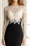 Nero Bianco Mermaid Lace Top Maniche Lunghe Scoop Raso Lungo Madre Abito Da Sposa