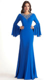 Royal Blue Sheath Scoop Manica Lunga Madre del Vestito Da Sposa