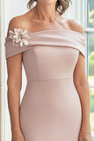 Off The Shoulder Taupe guaina lunga madre del vestito da sposa con fiore 3D