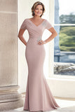 sirena taupe cap maniche scollo a v madre del vestito da sposa