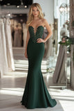 Pizzo Raso Verde Scuro Guaina Sweetheart Abito da Cerimonia