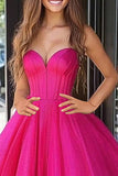 Glitter fucsia principessa sweetheart tulle tiered Abito da Cerimonia lungo
