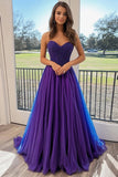 Principessa Tulle Plum Sweetheart lungo abito da ballo con appliques