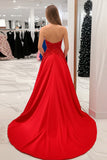 Principessa rosso Sweetheart raso Abito da Cerimonia con Appliques