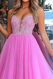 Principessa Rosa A Line Tulle Abito da Cerimonia con Appliques